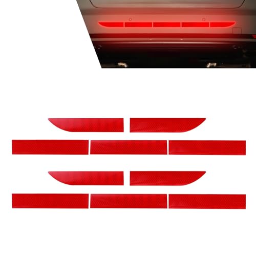 Qurbuns 2 PCS Car Trunk Reflective Stickers, Scratch-Resistant Night Visibility Reflective Strips, Waterproof Car Body Tail Warning Decal, Universal for Most Cars, Suvs and Pickups (Red)
