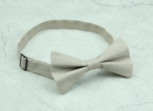 Image of Mens Linen Tie Set - Solid Necktie with Pocket Square for Men Wedding