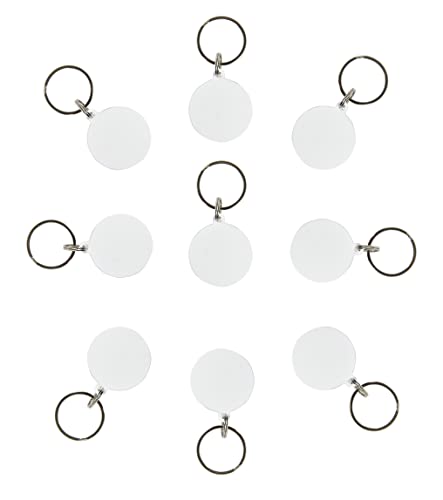 10 Pieces White Blank Polymer Craft Round Dog Tag Key Chain Sublimation Dye Heat Thermal Transfer 1,5´´ x 1,5´´ (3.5 x 3.5 X 0,2 cm)