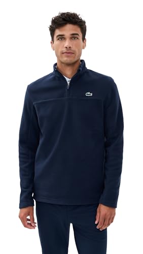 Image of Lacoste Men's Polar Fleece Quarter Zip, Navy Blue, S