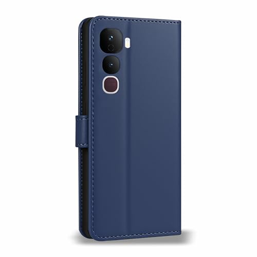 Image of AIBEX Shock Proof Flip Compatible for Vivo Y400 Pro 5G Flip Cover Leather Finish | Inside TPU with Card Pockets | Wallet Stand | Complete Protection Flip Case - Blue