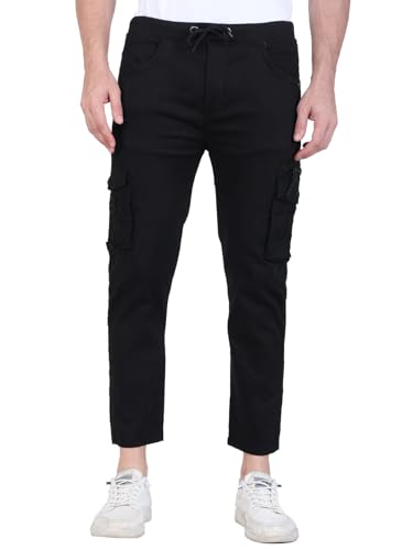 Image of Men's Cargo Pants with Pockets, Cotton Joggers, 6 Pocket Casual Trousers, Track Pants for Office and Parties, Comfortable
