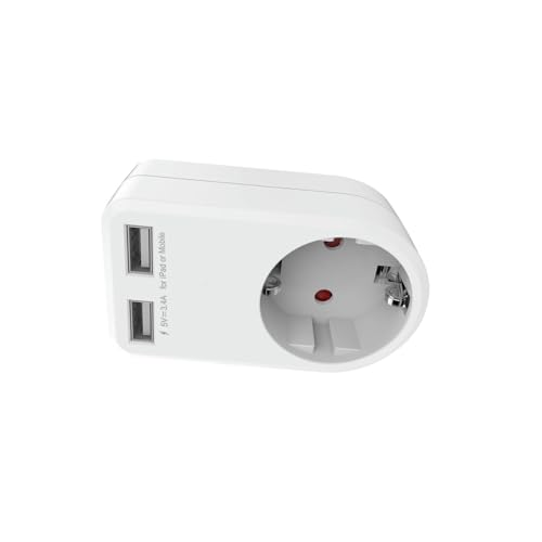 Adaptateur 230 V + 2 USB pour recharger vos appareils simultanément à la maison