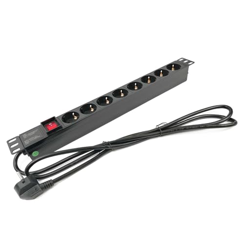 Silex Regleta Rack 19” 1U 8 Enchufes Schuko con Interruptor – PDU Básica para Armarios Rack | Cable de 1,8 Metros | Ref. 8015016