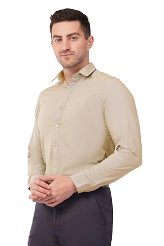 Image of SaintX Men's Premium Solid Formal Shirt | Slim Fit | Plain Full Sleeve | Feather Touch Soft Finish | Wrinkle Resistant | No Ironing Required | 360 Highly Stretchable Fabric