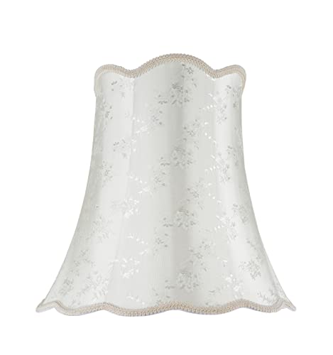 Image of Aspen Creative 34002A Transitional Scallop Bell Shape Spider Construction Lamp Shade in White Ivory, 16 inch wide (10 inch x 16 inch x 15 inch)