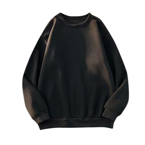 Crewneck Sweatshirts for Men Fall Lightweight Casual Drop Shoulder Long Sleeve Loose Soft Comfy Basic Pullover Tops