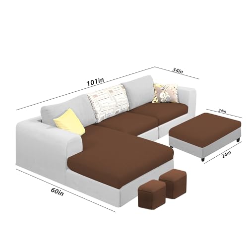 Image of Koza LHS 4 Seater L Shape Sofa Set with Center Table for Living Room (Brown Grey Fabric) Premium Fabric Sofa