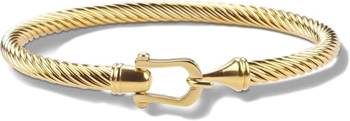 Tiyad Stainless Steel Cable Bracelets for Women Twisted Cable Bracelet with Hook Clasp Fashion Link Bracelets for Cuff Bangles4