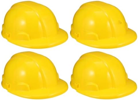 Toyvian Construction Hat Toy 4-pack Yellow Kids Plastic Construction Hats for Pretend Play Theme Party Accessories Builder Costume Prop Party Favors