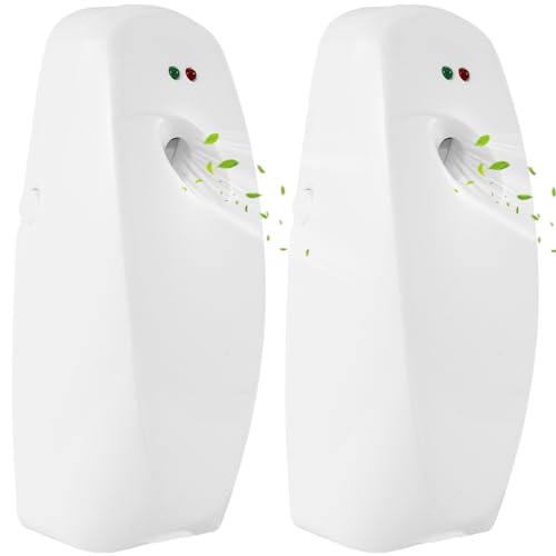 2Pcs Air Fresher Spray Dispenser, 3 Adjustable Mode Auto Spray Battery Powered Automatic Air Freshener Wall Mounted or Free Standing (White+White)