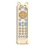 Allayu Beißringe mit Musik, TV Fernbedienung, frühkindlichem Lernspielzeug, sensorischem Lernspielzeug, Geschenk für Kleinkinder und Babys, elektrisches mit, Weißes und Katzenetui, 17 x 5 x 2 cm