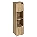 Acan Estantería con 4 estantes y 2 Puertas de Madera MDF marrón 119 x 30 x 29 cm, Mueble Almacenamiento para Oficina, Dormitorio, salón, fácil de Montar