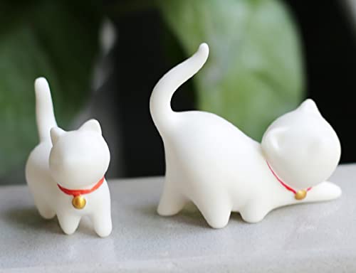 Estatua de Gatito de Porcelana Blanca Hecha a Mano miniatura 3