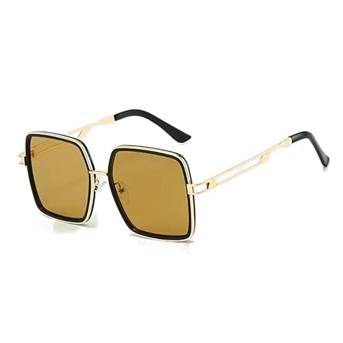 Lunettes de soleil vintage dorée et verte luxe avec verres ambrés