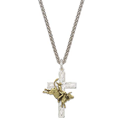 Montana Silversmiths Christian Faith Cross Men s Necklace (Bullrider Cross Necklace)