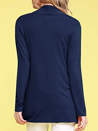 Image of Lock and Love Women's Draped Front Open Asymmetrical Cardigan - Casual Long Sleeve Lightweight Duster