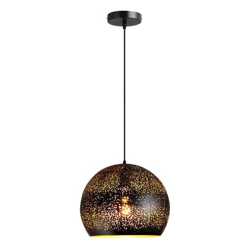 ZHRENXN Lustre rétro nostalgique en fer forgé, suspension hémisphérique, abat-jour en métal E27, lampe à suspension à économie d'énergie pour cafés...