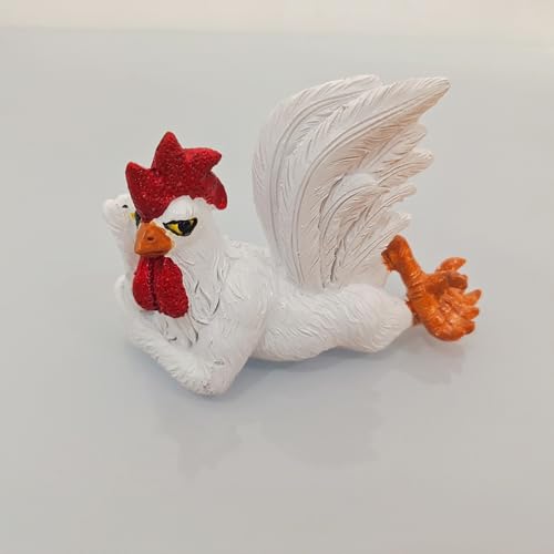 Figura de gallo blanco para decoración de mesa rústica miniatura 5