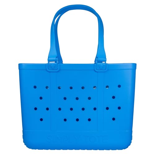 Simply Southern Large Simply Tote Bag - All Waterproof Sandproof Beach Utility - Everyday Tote (Wave)