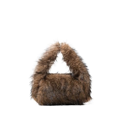 Sac cartable femme solide en fuzz doux marron et couleurs bonbon
