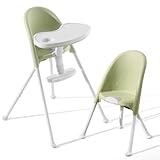 Funny Supply Foldable High Chair, Space-Saving Portable Baby High Chair with Removable Double Tray, Modern Convertible Baby Feeding Chair, Lightweight, Easy to Clean, Green