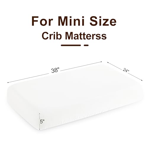 Image of NTBAY 2 Pack Muslin Cotton Mini Crib Sheets, Soft and Breathable Double Layer 24x38 Baby Crib Sheets for Mini Crib and Toddler Mattresses, Boys, Girls, Unisex, White, 24x38 Inches