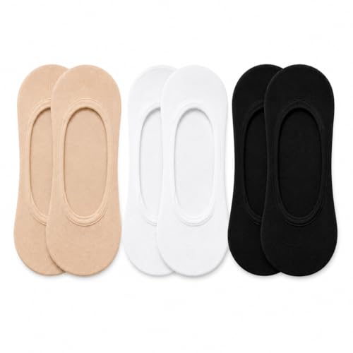 Kit 3 Pares Meia Sapatilha Feminina Invisível com Silicone Antideslizante | Algodão Confortável | Não Aparece no Calçado | Tamanho 34 ao 40 | Cores Sortidas