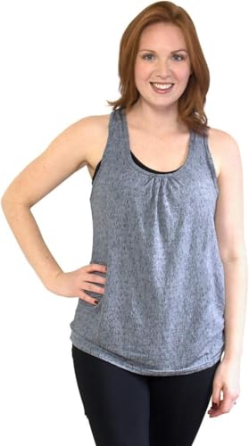 Bamboobies Nursing Tank Top, Large, Graphite, Maternity Clothes for Breastfeeding