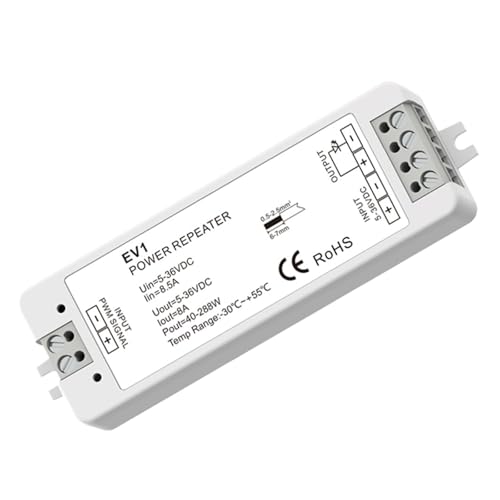 Evita caídas de brillo con el amplificador EV1 para tiras LED de un color