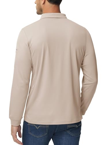Image of MAGCOMSEN Men's Long Sleeve Golf Polo Shirts Collared Athletic Quick Dry Lightweight Work Shirts