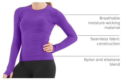 Image of MathCat Seamless Workout Shirts for Women Long Sleeve Yoga Tops Sports Running Shirt Breathable Athletic Top Slim Fit XS-XL