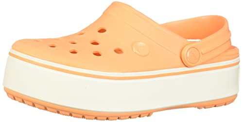 Crocs Kids' Crocband Platform Clog | Comfortable Slip On Shoes | Platform Shoes, Cantaloupe, J3 US Little Kid