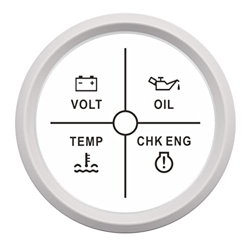 SENEHGMLP(売店) ユニバーサル52 mmアラームゲージメーターの防水ボルト油圧水温 ch赤いバックライト12V / 24Vのエンジンアラーム 自動車用電圧計(White)