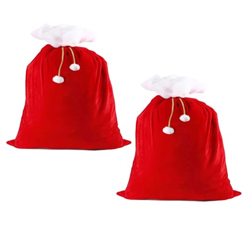 KINDPMA 2 Stück Weihnachtsmann Sack aus Samt Geschenksack Weihnachten...