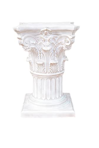 Kunibert Colonna di fiori decorativa con base in oro, altezza 72 cm, larghezza 52 x 52 cm, colore bianco con oro