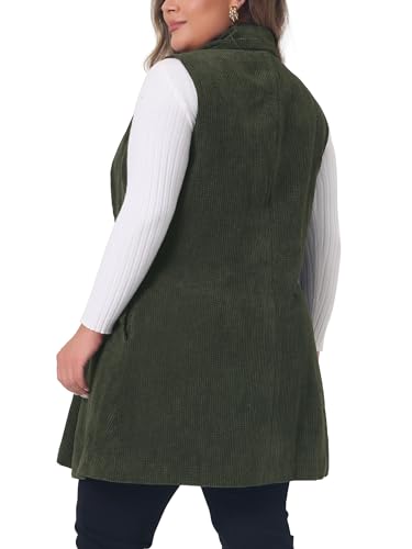 Agnes Orinda Plus Size Corduroy Vests for Women Lightweight Single Breasted Casual Sleeveless Vest Jacket4