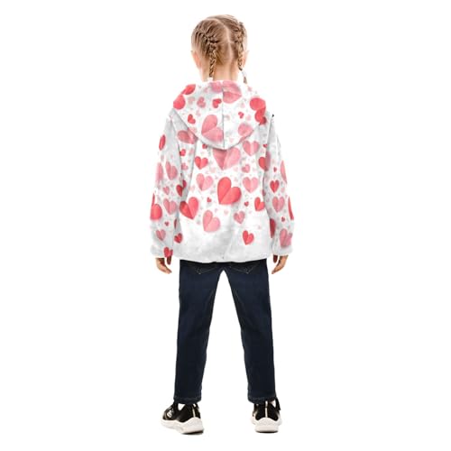 OTVEE Valentines Day Pink Heart Kids Hoodie Jacket Fall Spring Full Zip Warm Outwear Coat4
