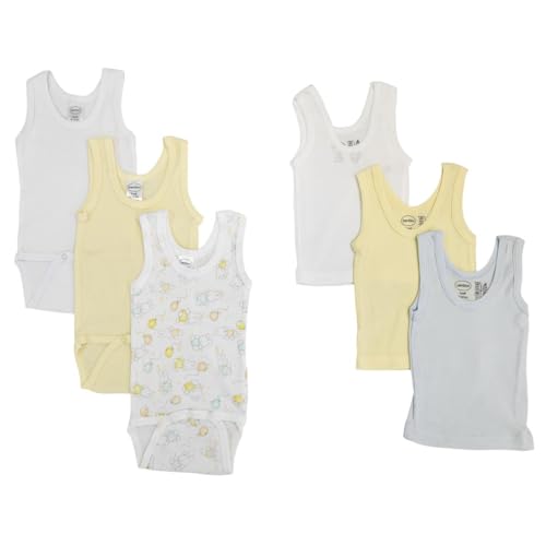Bambini NC-0514NB Unisex Baby 6 Piece Onezies Bodysuit & Tank Tops White - Newborn