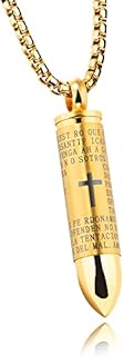 Mens Cross Pendant Necklace for Men Black Gold Language Urn Lord's Prayer Stainless Steel Ash Memorial Bullet Chain Nice Gifts