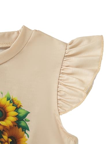 Little Girls Ruffle Short Sleeve Sunflower T-Shirts Crewneck Kids Tee Tops 2 Packs Girl Summer Outfit Clothes3
