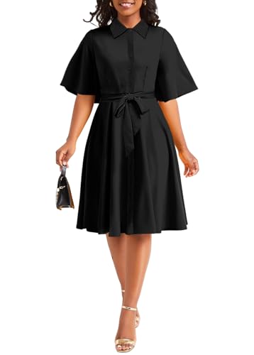 Xinlees Womens Casual Formal Fit and Flare Church Wedding Guest Work Dresses