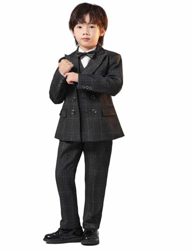 Tenue de mariage garçon élégante et confortable ensemble costume 3 pièces à carreaux