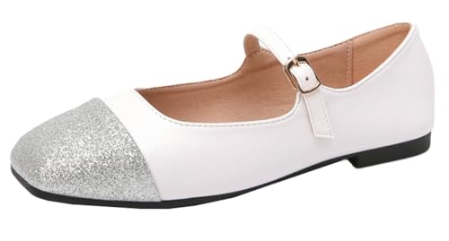 Niction Women's Ballet Flats with Two Toned Closed Square Toe Slip on Flats Shoes for Dressy Casual Work Office Party Wedding