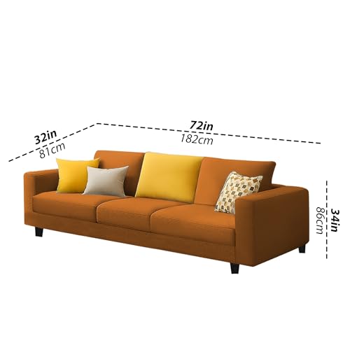 Image of Galib 3 Seater Sofa Set for Living Room (Orange Fabric) Premium Fabric Sofa Set