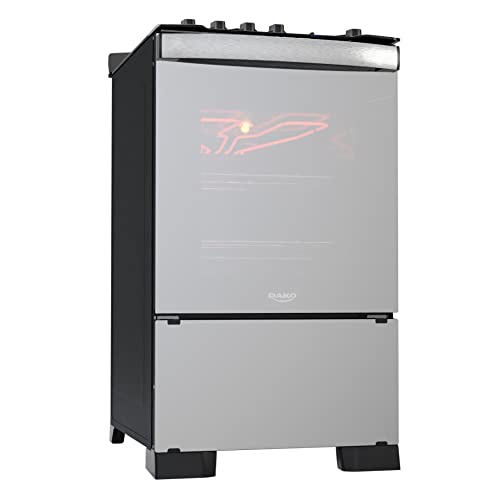 Fogão 4 Bocas Preto Frente Vidro Espelhado e Timer Digital Dako Diplomata Glass Grill Style Bivolt