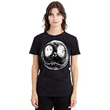 The Nightmare Before Christmas Jack Skellington Grey Face Ladies T Shirt, Black Camiseta, Negro, XL para Mujer