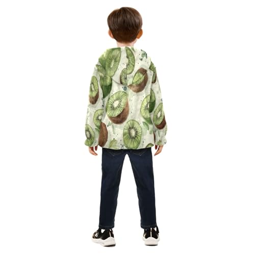 Kiwi Fruit Pattern Prints Toddler Fleece Jacket Girl Boys Hooded Fleece Jacket Coat Warm Outwear Zip-up 3-10T4