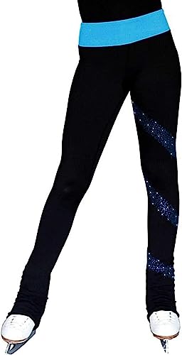 Exercício Correndo Calças de prática de patinação artística com strass, perneiras de patinação no ge