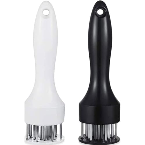 Image of Meat Tenderizer Tool, Stainless Steel Needle Ultra Sharp 24 Blades, Better Tool for Tenderizing Beef Chicken Steak Veal Pork Poultry BBQ & Marinade Than Hammer Mallet (Multi (Black & White))